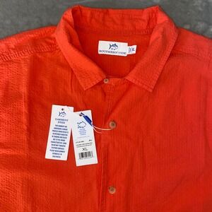 Southern Tide Orange Textured Short Sleeve Button Up Shirt Women's XL NWT
